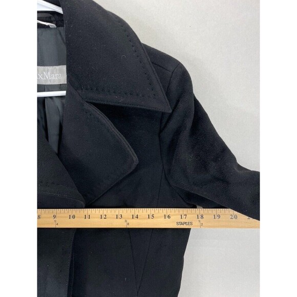 MaxMara Wome's Black Wool Pea Coat Three Buttons Size 8 - Picture 11 of 16